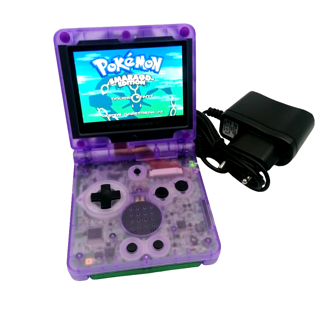 Gameboy Advance SP AGS101 IPS V5 LCD Bildschirm Nintendo Ghost Edition 1050mAh